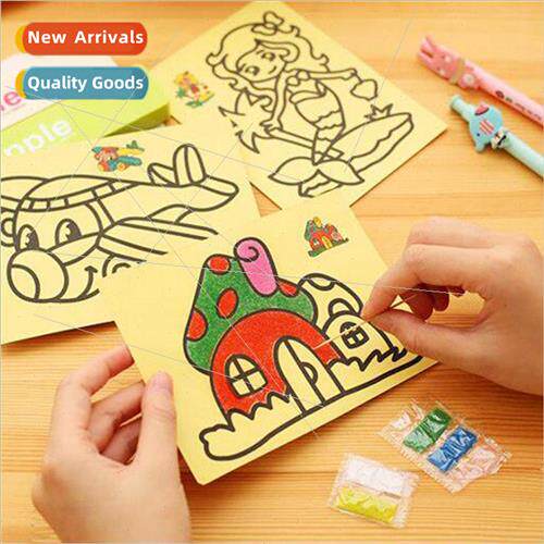 T  cartoon airplane yellow bottom trumpet sand painting DIY