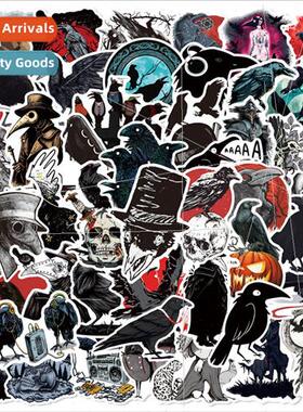 50 new horror crow graffiti stickers luggage motorcycle skat