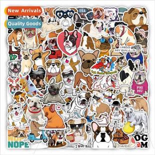 100 new cute naive bulldog stickers decorative luggage guita