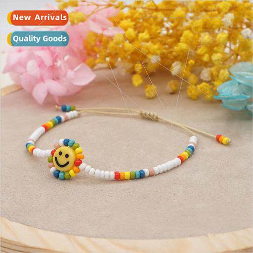 Design Bohemian Style Colorful Smiley Sunflower Handmade Bea
