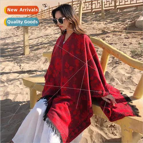 Faux cashmere printed shawl female fall and winter thickened