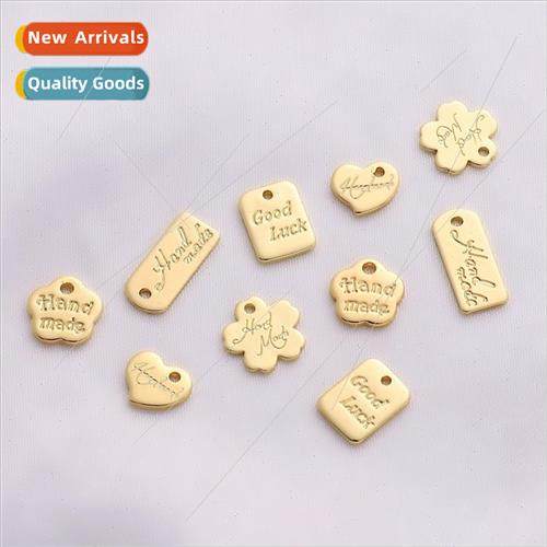 Color preservation 14K gold-plated peach heart printed lette