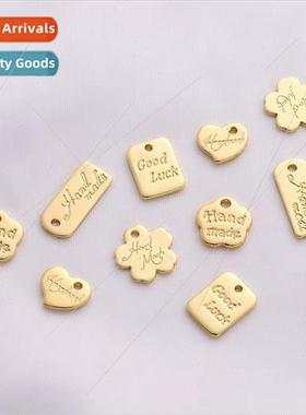 Color preservation 14K gold-plated peach heart printed lette