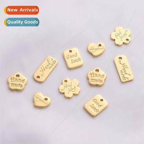 Color preservation 14K gold-plated peach heart printed lette
