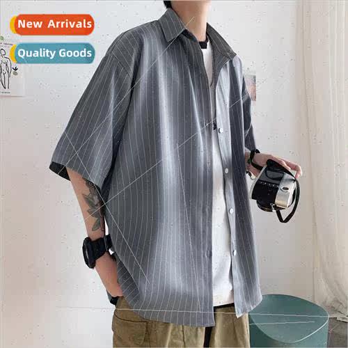 Gang handsome shirt men summer Hong Kong  Japanese casual lo