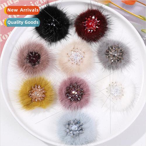 Autumn and winter  plush mink crystal flowers diy handmade w