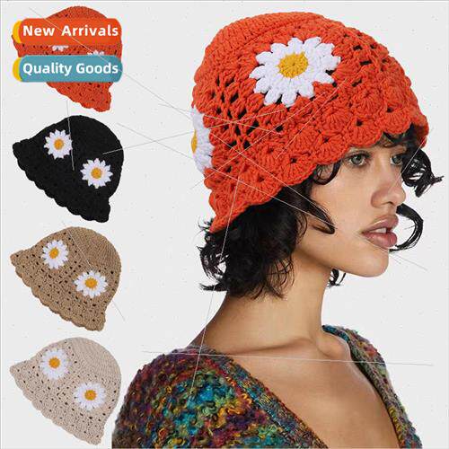 Autumn and winter hat hollow crochet spring and autumn flowe