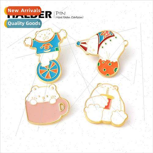 Design milk bear metal brooch ins personalized cute men and