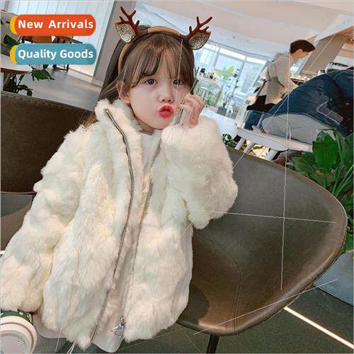 2023 new childrens fall and winter dress Yanqi fur one coat
