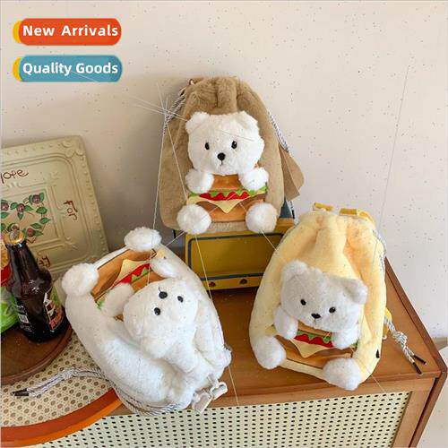 Korean fashion bear plush shoulder bag 2024 fall and winter
