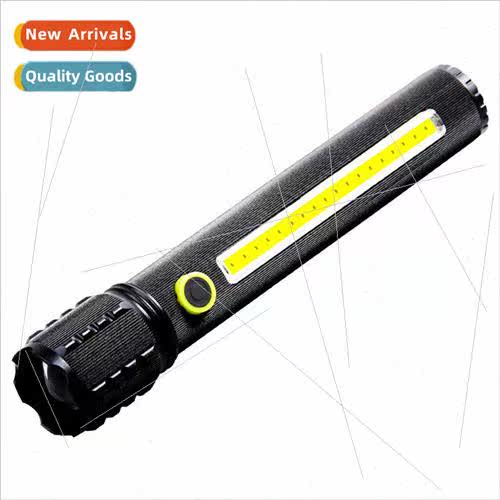 LED outdoor strong light flashlight COB side light telescopi