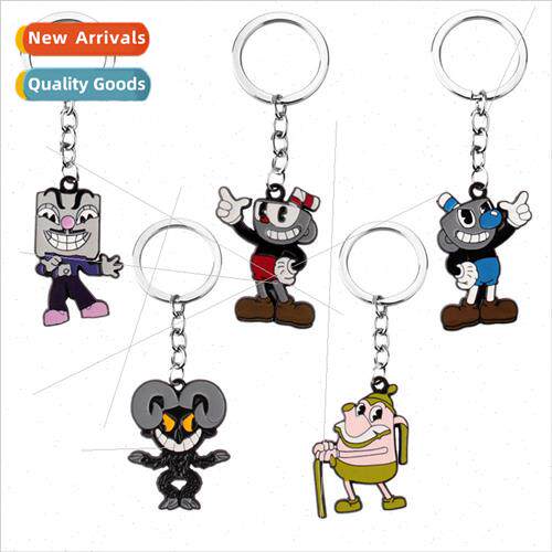 New game  cuphead alloy keychain mug character pendant jewel