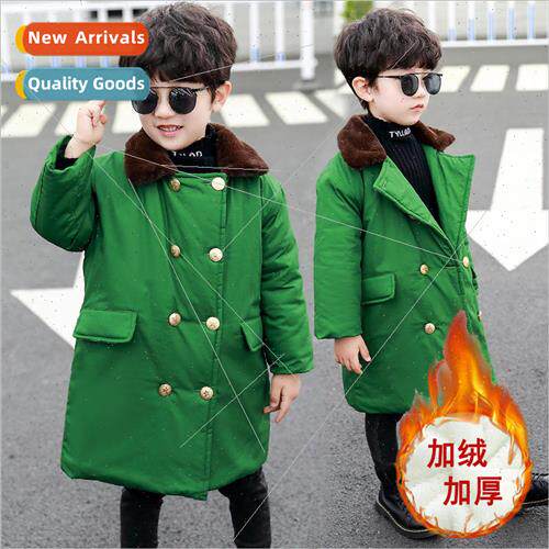 Childrens military green cotton coat thickened baby girls co