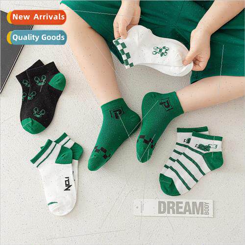 2023 New Socks  Rabbit Print Green Stripe Plaid Stretch Com