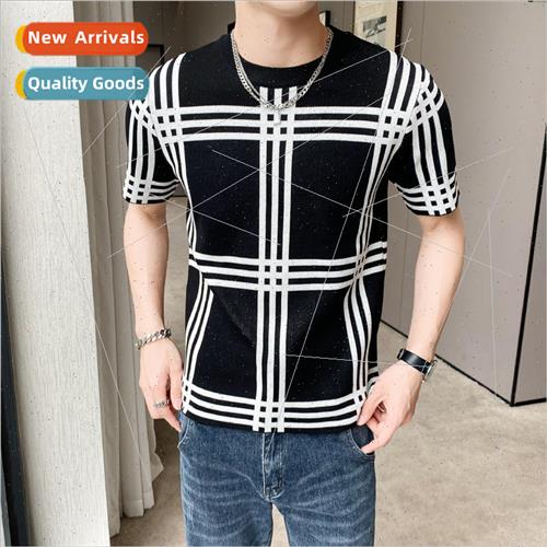 Color blocking ice silk short-sleeved t-shirt ins Hong Kong