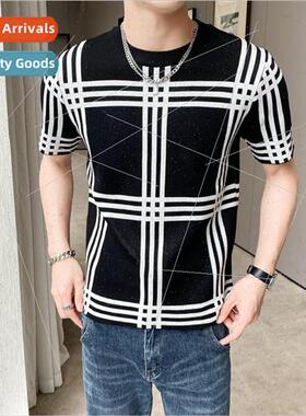 Color blocking ice silk short-sleeved t-shirt ins Hong Kong