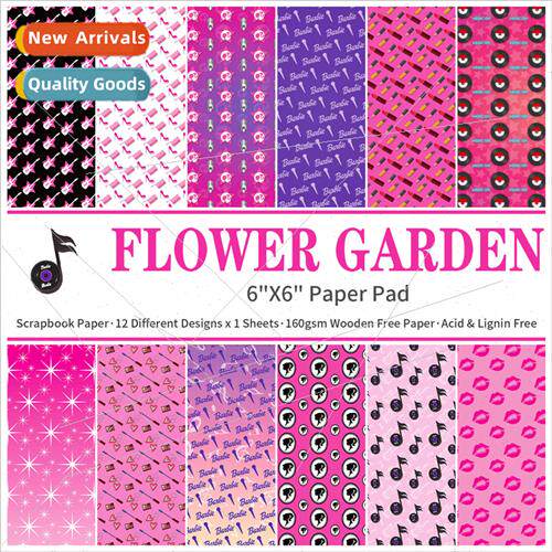 12/pack black dot barbie pink handbook material paper sweet