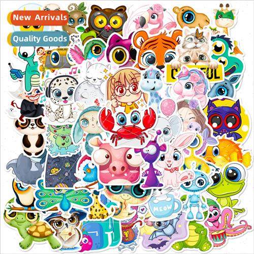 50 pieces cute cartoon big eyes animal stickers cute avatar