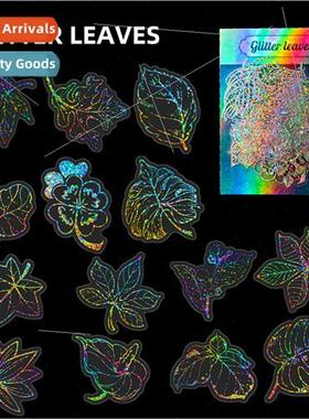 50 silver leaves children laser stickers ins wind window lug