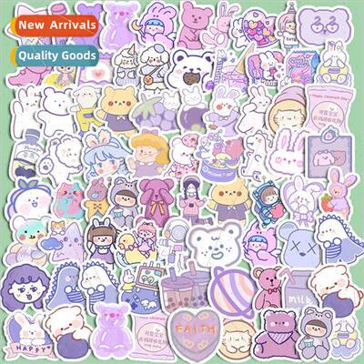 ins cute bear rabbit expression handbook stickers purple dep