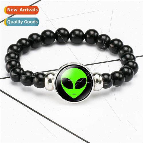 Green Alien Time Gemstone Beaded Bracelet Bracelet Creative