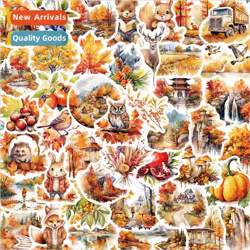 50 warm colors autumn harvest doodle stickers decorative han