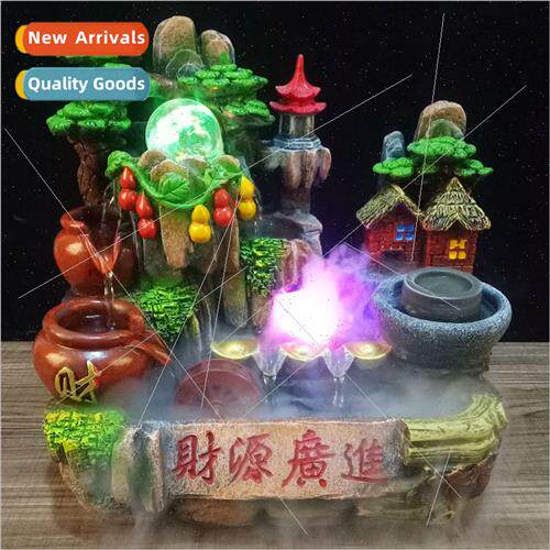 Wigwam running water fountain with fish tank living room des