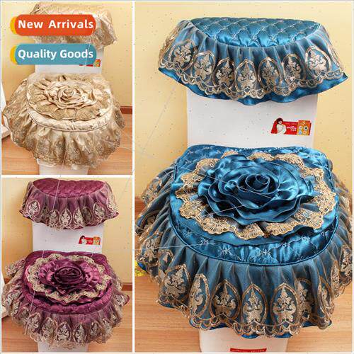 - toilet three-piece set fabric lace toilet cover thickened