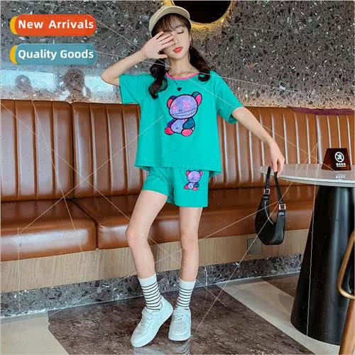 2023 new childrens clothing girls fashion leisure suit summe
