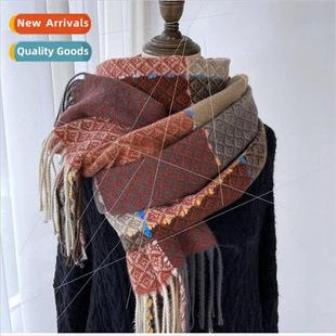 new female shawl retro Korean winter and fall scarf Plaid