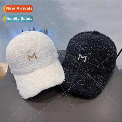 Autumn and winter new lambswool rhinestone letters baseball