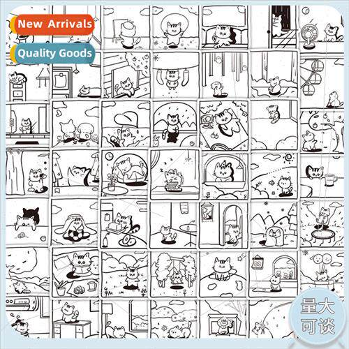 60 black and white cat small scene stickers creative decorat