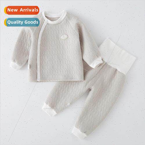 Baby thermal underwear set of high waisted cotton clip cotto