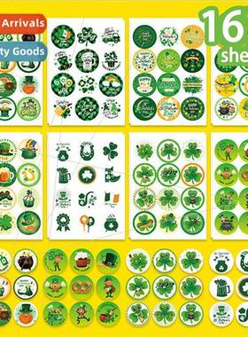 St. Patricks Day Shamrock Elements Elf Round Stickers Irish