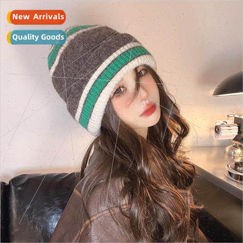 Autumn and winter warm fashion striped colorful wool cap Kor