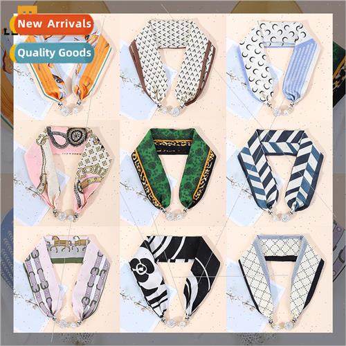 New magnetic clasp silk scarf necklace neckwear lazy scarf m