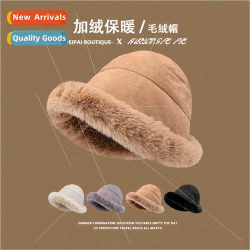 Thickened warm plush fisherman hat female winter fur warm co