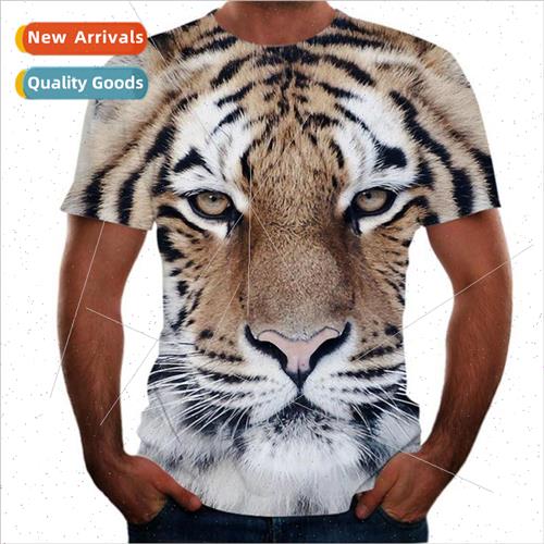 New tiger head T-shirt new animal 3D digital printing T-shir