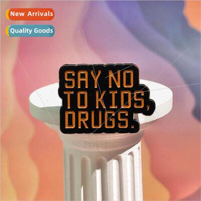 Creative English Geometric Brooch Say No Letter English Meta