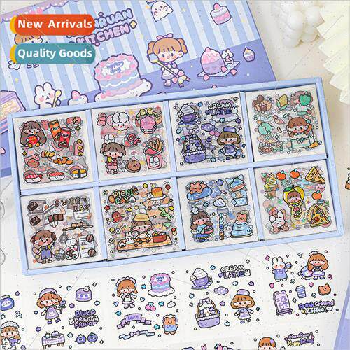 Paper dye pvc stickers gift box soft food kitchen series car