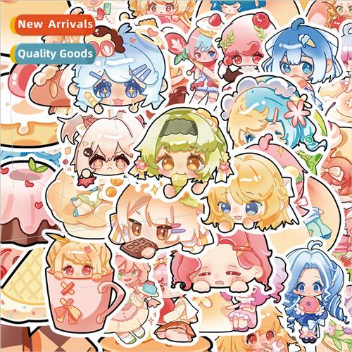 40 cartoon drink dessert girl stickers cute ins wind water c