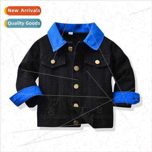 New childrens denim jacket 2021 Korean  of the patchwork col