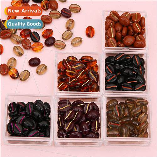 Acrylic tracing gold retro  coffee bean beads loose beads DI