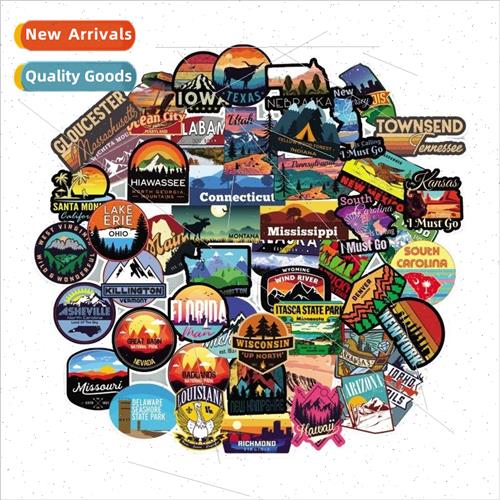 U.S.A. State 50 pcs of large size  of -repeatable stickers h