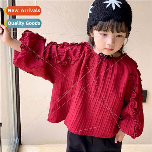 2023 fall new Korean girls lantern sleeve lace sweater casua