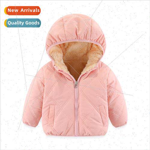 Winter childrens cotton jacket padded thickened baby hooded