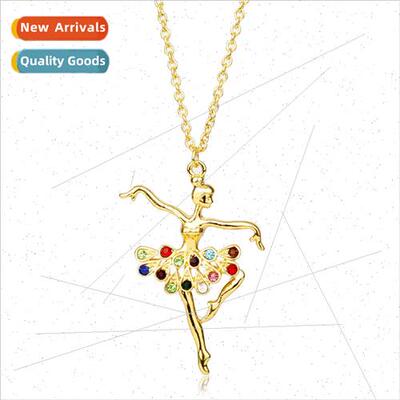 Popular Jewelry Diamonds Ballet Girl Pendant Necklace Fashio