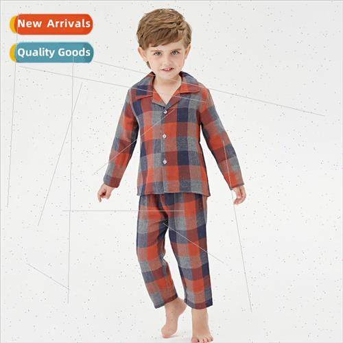 New childrens home wear boys double layer cotton pajamas chi