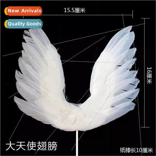 Romantic aesthetic angel wings cake decoration feather cake