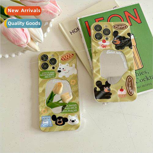 Mirror cartoon English dog 适用 iPhone 14 couple 13ProMax Ap